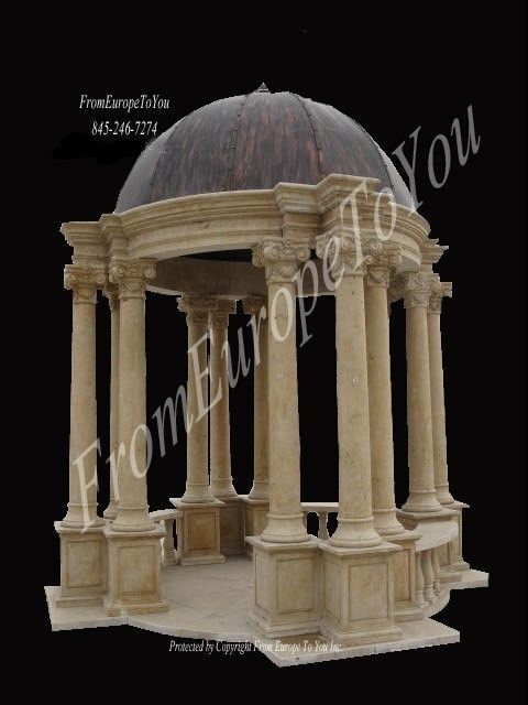 CLASSICAL HAND CARVED MARBLE COVERED GAZEBO  