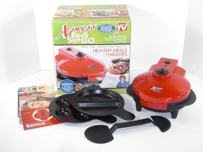 Xpress Redi Set Go Red Countertop Indoor Grill Cooker  