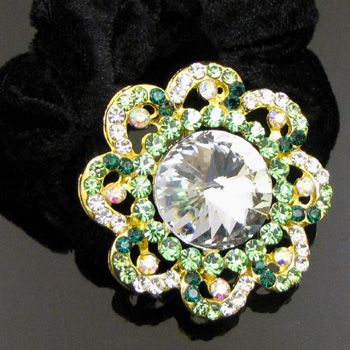   SHIPPING 1pc rhinestone crystal flower hair scrunchie ponytail  