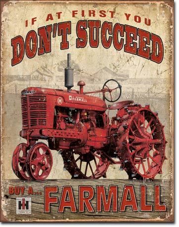 Farmall Succeed IH International Harvester Tractor Farm Farming Tin 