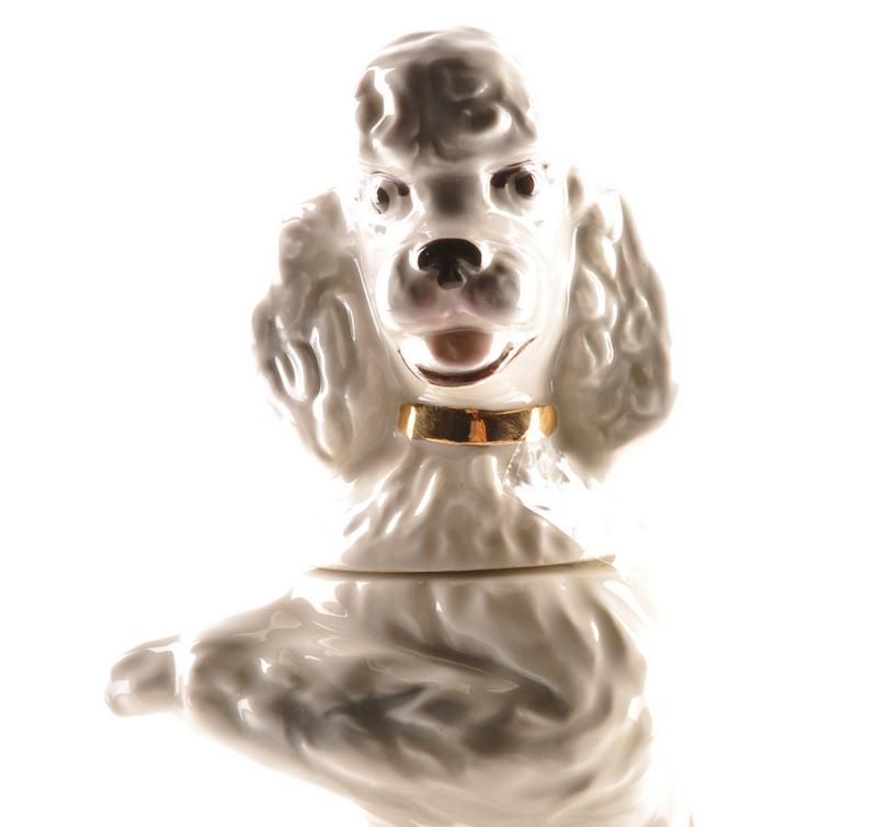 Vtg 1970 JIM BEAM Penny the Poodle White Dog Decanter  