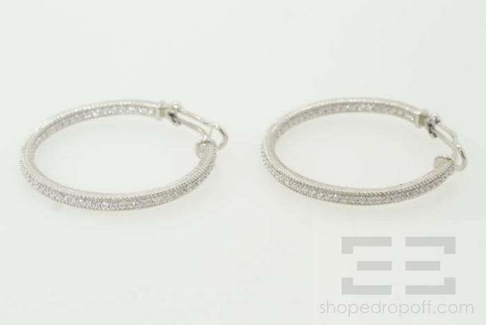 Judith Ripka Sterling Silver Diamonique Hoop Earrings  