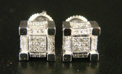 ICE CUBE BLOCK MENS/LADIES DIAMOND STUD EARRINGS 8 MM  