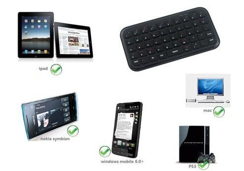 Mini Bluetooth Keyboard for iPad2 iPhone 3G 4G 4S Samsung Galaxy Tab 