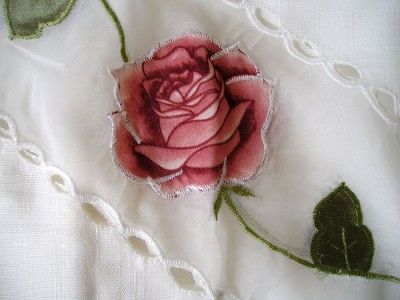 Applique Rambling Rose Tier and Swag Curtains Set  