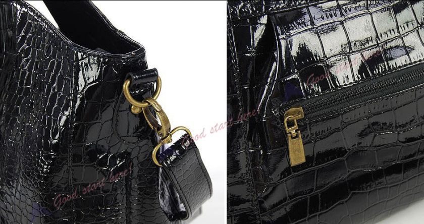 Women Crocodile Print Leather Tote Shoulder Bag Ladies Handbag With 