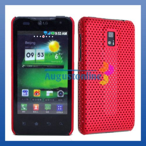 Red RUBBER Hard Cover Case For T MOBILE LG G2X PHONE  