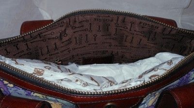 Fossil Vintage Re Issue Leather & Dark Floral Satchel Bag Purse NWT 