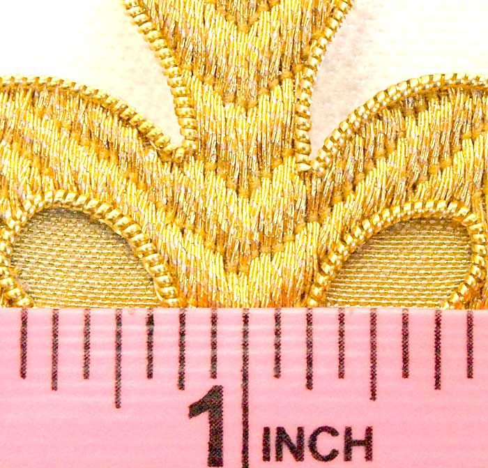 Hand Embroidered, Vestment Applique. Gold Cross. 3¼”  