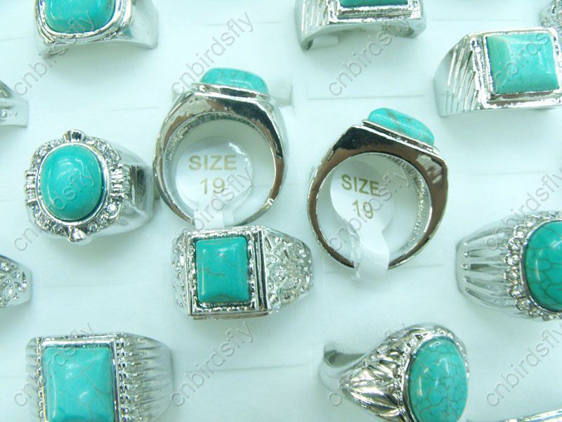 wholesale lots jewelry 50pcs natural stone silver rings  