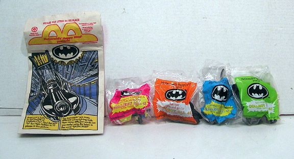 Lot of 4 Assorted BATMAN McDonalds Happy Meal Toys in bag  