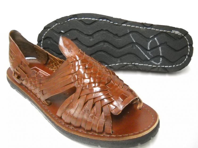 LEATHER MEXICAN SANDALS DARKbrown HUARACHE MEN size 8  