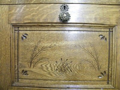 CHOICE 1880s East Lake Carved Oak Secretary Bookcase  