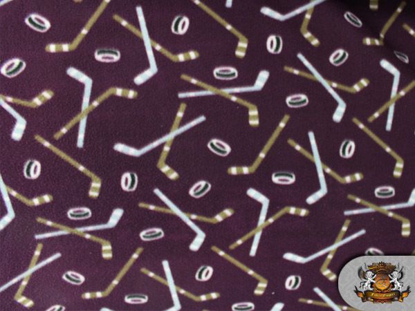 FLEECE HOCKEY BYZANTIUM VIOLET BACKGROUND FABRIC / BY THE YARD  