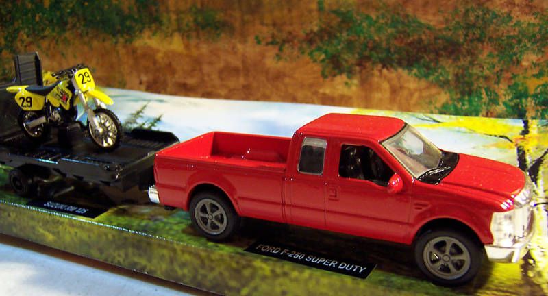 Scale Ford F 250 Pickup w/Trailer & Suzuki Motorcycle  