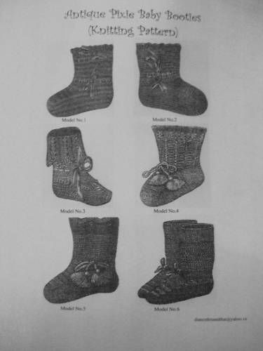 Antique Pixie Baby Bootie Knitting Patterns 6 Different  