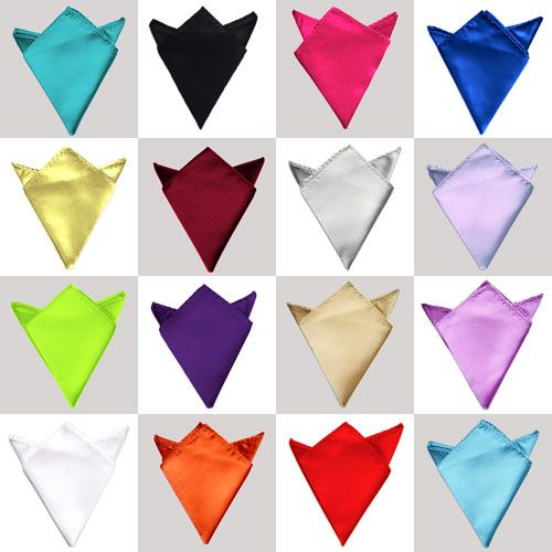 Men Wedding Solid Color Pocket Square Hankerchief Hanky  