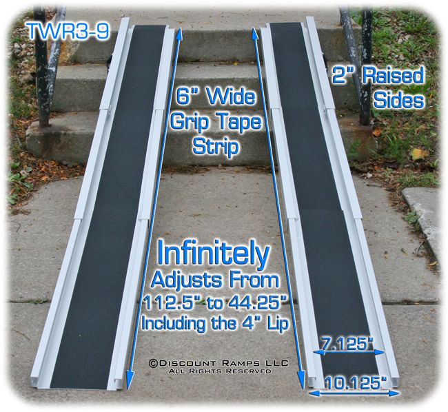 TELESCOPING WHEELCHAIR CHANNEL RAMPS TRACK RAMP (CL TWR3 9)  