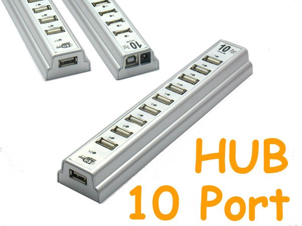 New 10 PORTS USB HUB 2.0 High Speed with Power Adapter  
