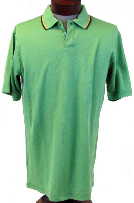 MENS GREEN SIZE LARGE SHORT SLEEVE POLO SHIRT WENDYS LOGO BUTTON 