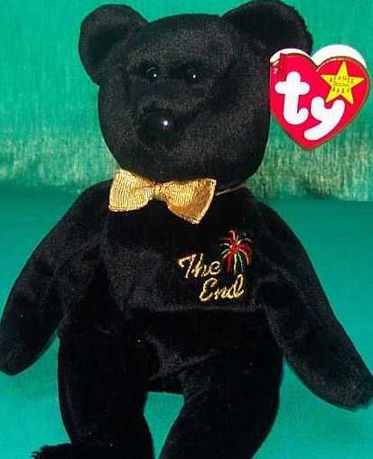 the end retired 6 tall ty beanie baby black teddy bear poem on inside 