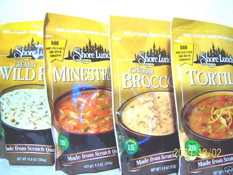 Shore Lunch Instant Soup Mix 7 Flavs 1/2 Gallon Pot  