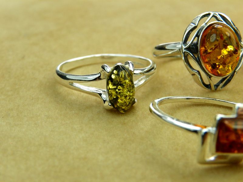 WHOLESALE LOT 5 Baltic Amber & Sterling Silver RINGS  