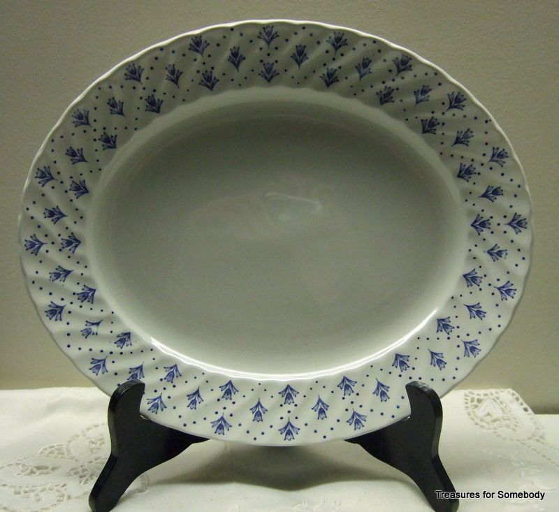 Swinnertons Bijou Oval Serving Platter Blue Dots Tulips  