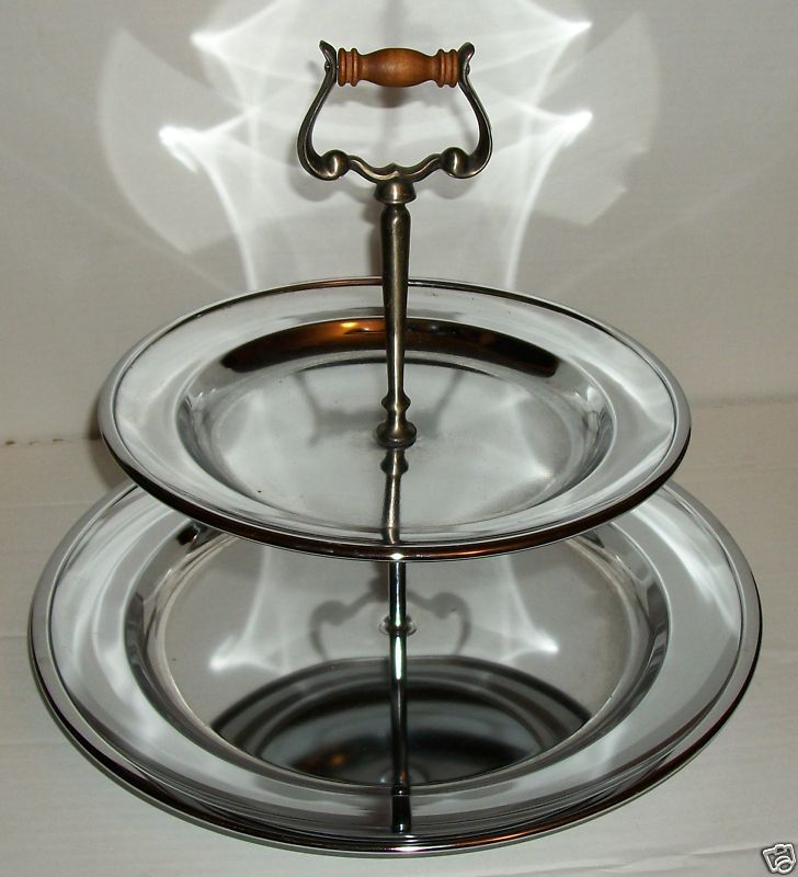   RETRO 60s U.S.A. ~ KROMEX 2 TIER ROTATING BUFFET SERVING TRAY  