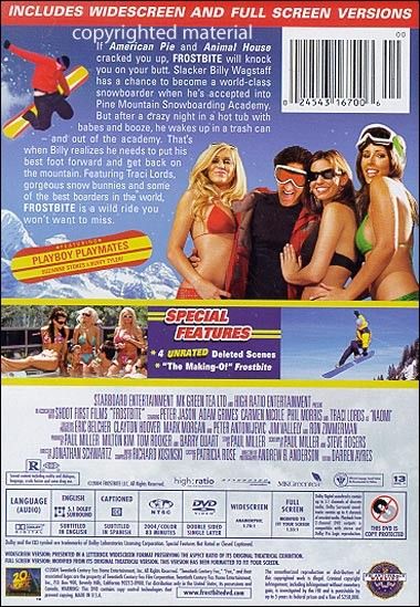 FROSTBITE Sexy TRACI LORDS Suzanne Stokes SNOWBOARD DVD 024543167006 