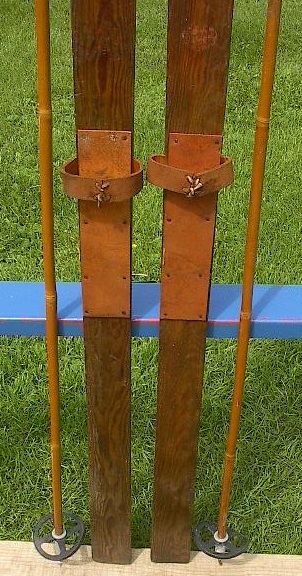 VINTAGE Wooden Skis 71 Wood Skiis +POLES Ski POINTS  