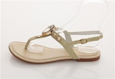 NIB Flat T Strap Thong Slingback Sandals Brown Beige  