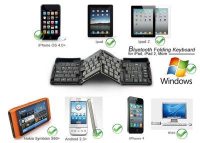   Folding Keyboard for iPad, iPad 2, iPhone, Android Smartphones, More