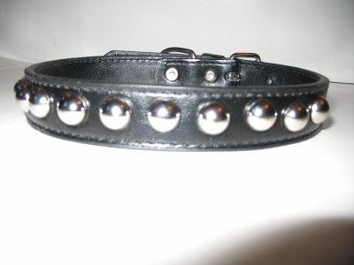 HOMEMADE STUDDED LEATHER DOG COLLAR WITH 11 STUDS UNBEATABLE PRICE 