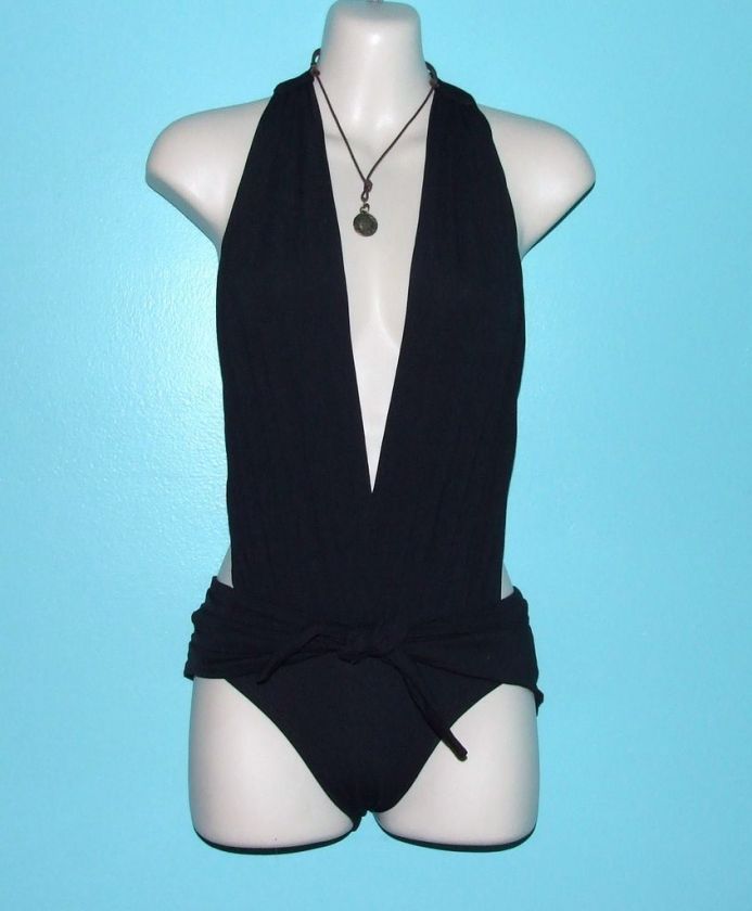 Carmen Marc Valvo Halter Plunge Monokini Swimsuit $145  