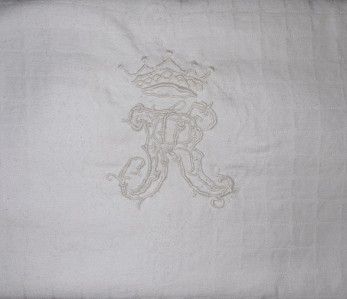   tablecloth damask with comtal crown monogram & cherries pattern  