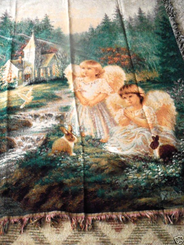 DONNA GELSINGER  LITTLE ANGEL TAPESTRY THROW AFGHAN  