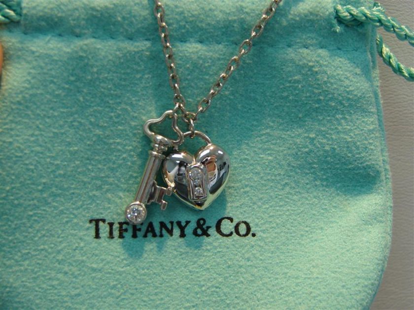 Tiffany & Co. Platinum and Diamond Heart & Key Necklace  