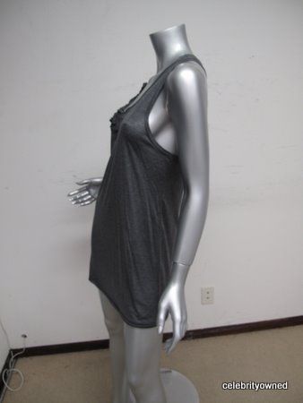 Vera Wang Lavender Label Gray Ruffle Sleeveless Top L  