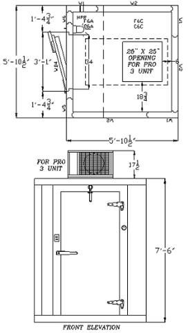 US Cooler 6x6 I/D Walk in Freezer Penthouse Ref. NEW  