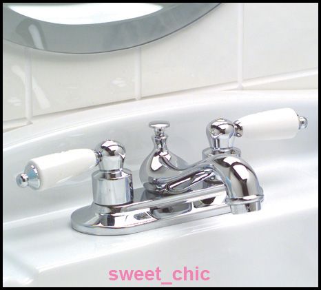 CHROME Bathroom FAUCET Porcelain LEVER Handles ~PREMIER  