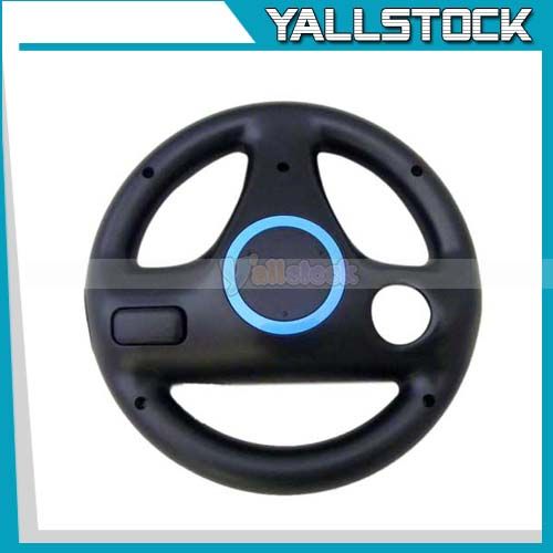 black multi axis racing steering wheel for nintendo wii  