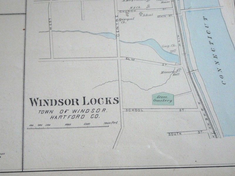 Windsor Locks, CT map from 1893 Hurd atlas   Hartford  