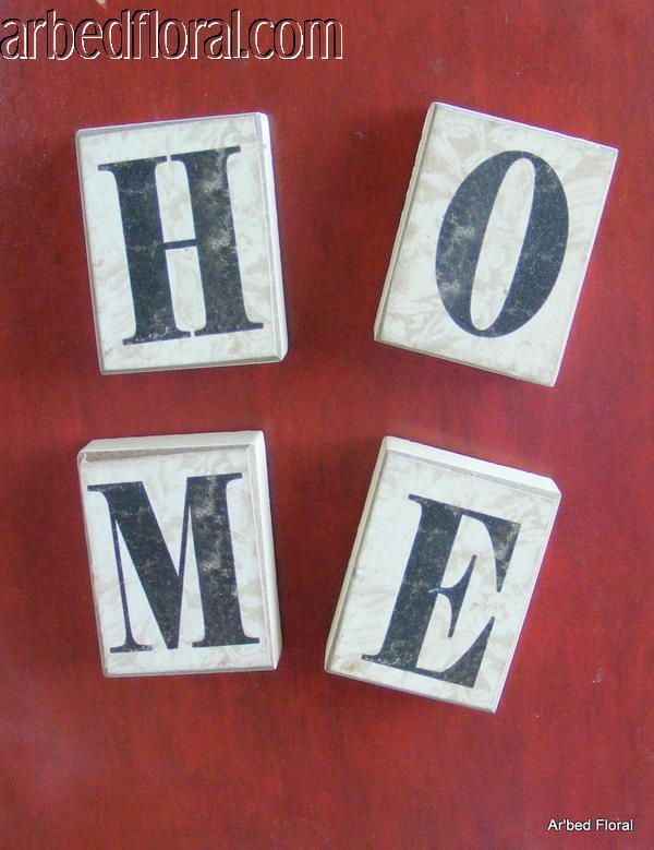 Message Board Magnets HOME Wooden Block Style  