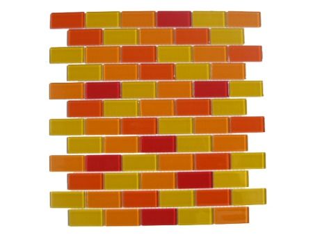 Red Mosaic Subway Glass Tile Sample / Kitchen Backsplash Bathroom 